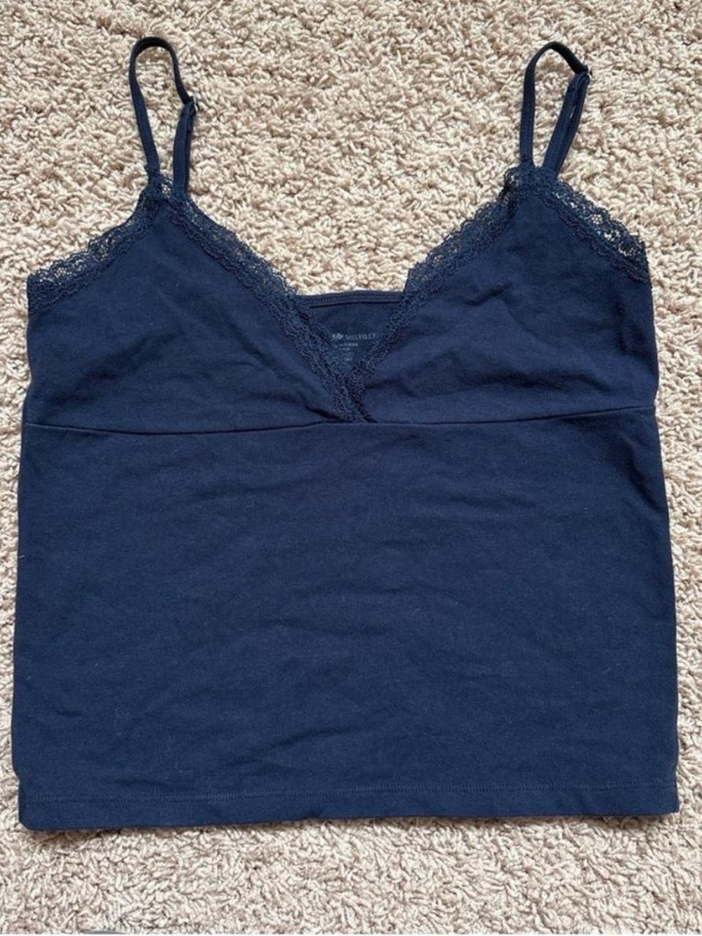 Brandy Melville Navy Blue Lace Trim Camisole
